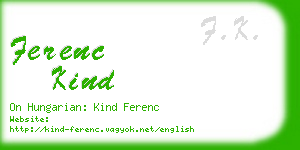 ferenc kind business card